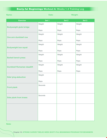 weightlifting workout log template