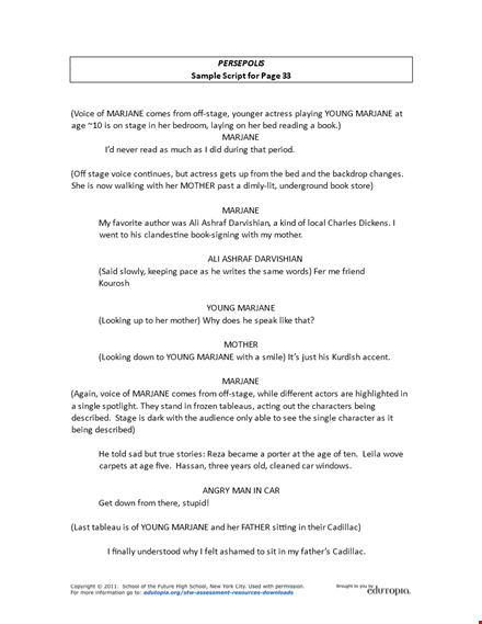 professional screenplay template for young writers | marjane's tips template