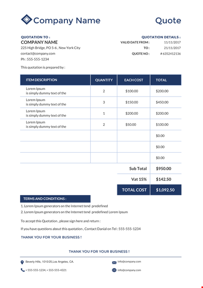 generate professional company quotations with our customizable company quotation template template