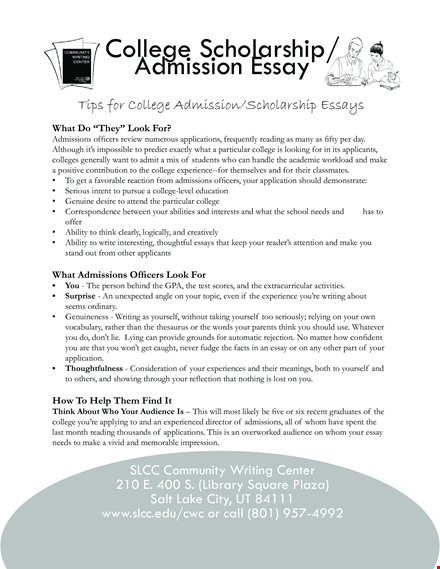 college scholarship admission essay template