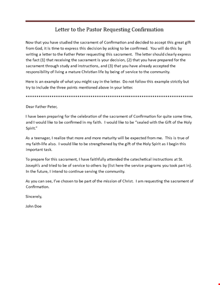 confirmation request letter example template