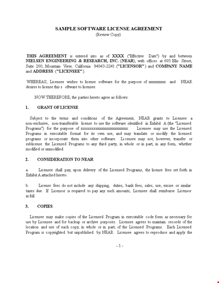 software licence agreement template - licensed programs for agreement with licensee template