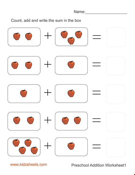 preschool addition worksheet - write and count activities template