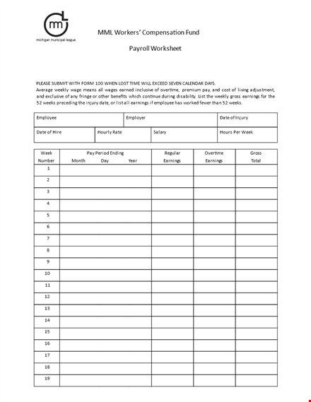 payroll template for earnings, overtime, and fringe benefits template