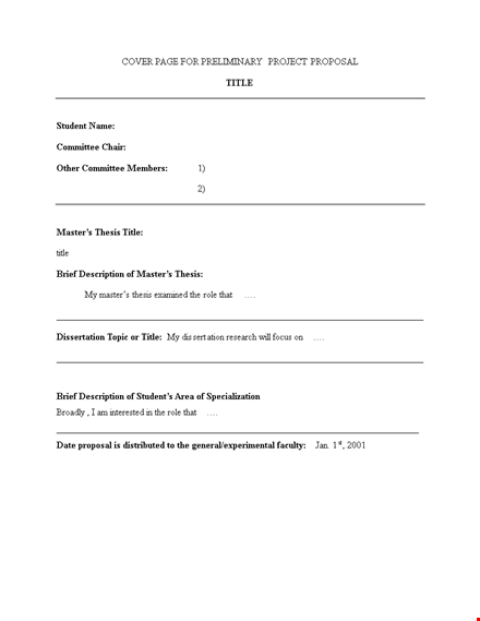 proposal cover page template - impress your committee with professional title template