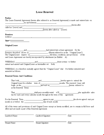renew your lease agreement with our lease renewal letter - original renewal herein template