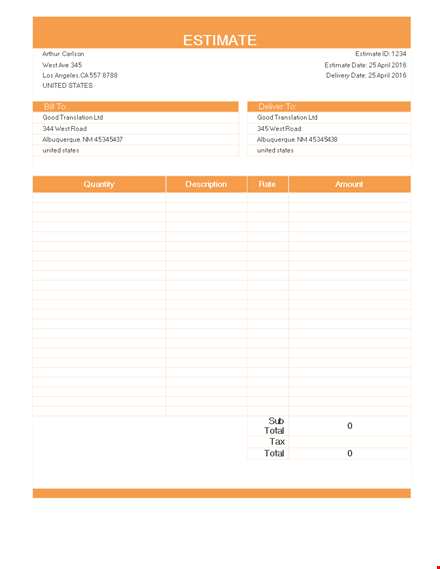 free estimate template | create professional estimates in the united states template