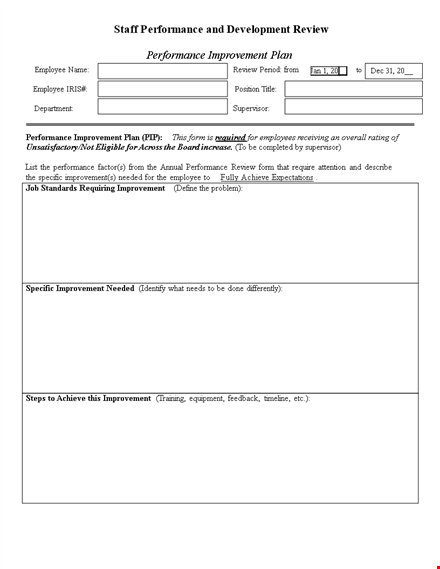 improve employee performance with our pip template - signature included template