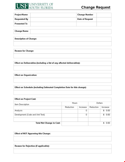 order form template - project request | change | effect template