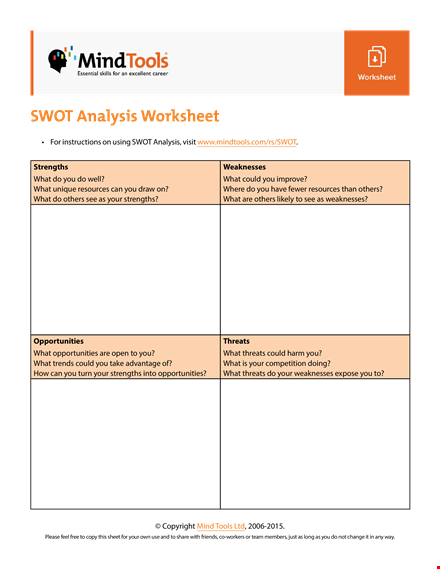 personal swot chart template