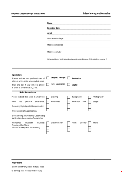 interview questionnaire template - design | graphic | please | illustration template