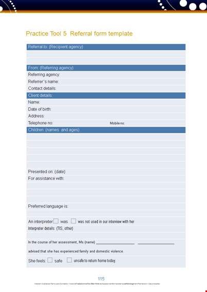 referral form template for easy referral process - get referral details and agency information template