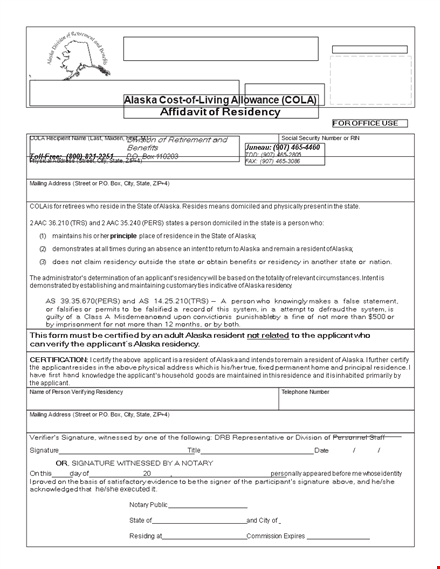 proof of residency letter - verify applicant's address in alaska template