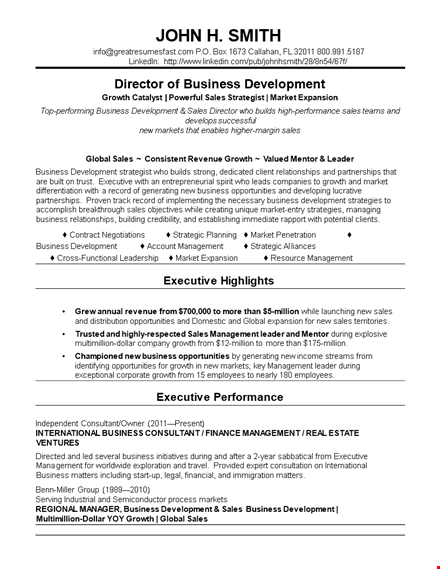 international business consultant resume template