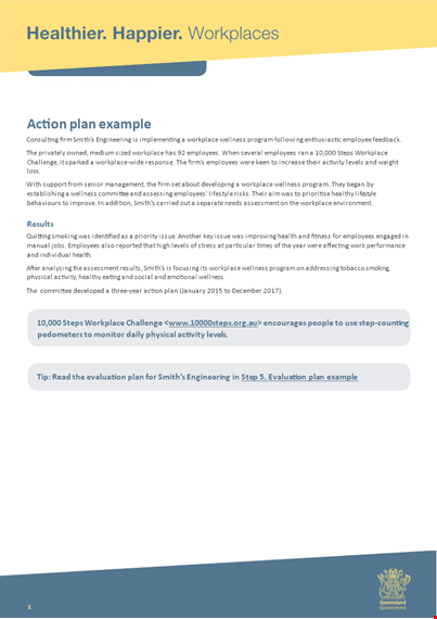 post training action plan template - create a workplace policy for healthy employees template