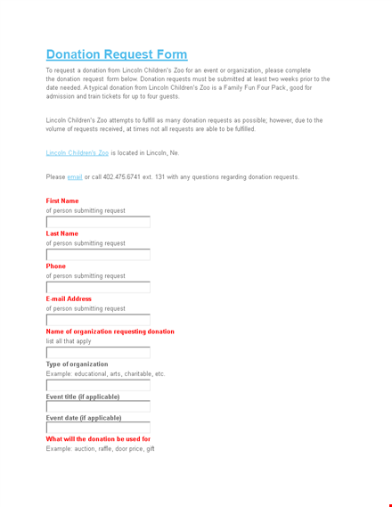 donation request form template