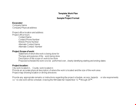 download free work plan template for effective project management - company name template