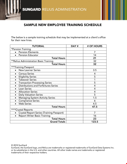 new employee training schedule template template