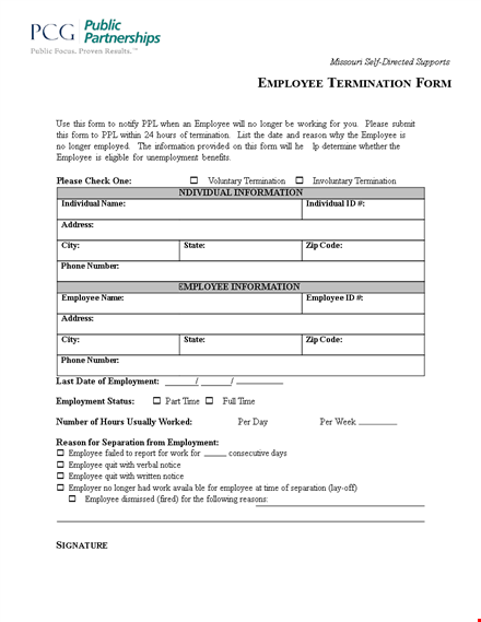 free employee termination form sample template