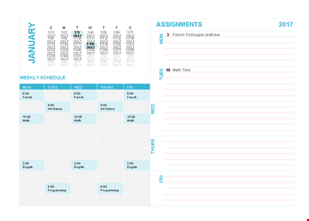 english & french weekly calendar template template