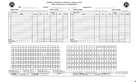 high school basketball score sheet template template