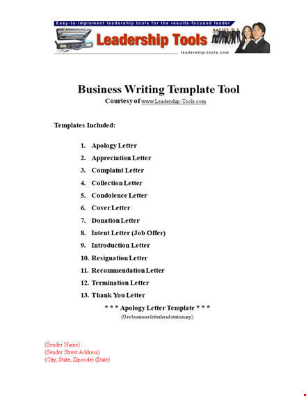 professional business apology letter template