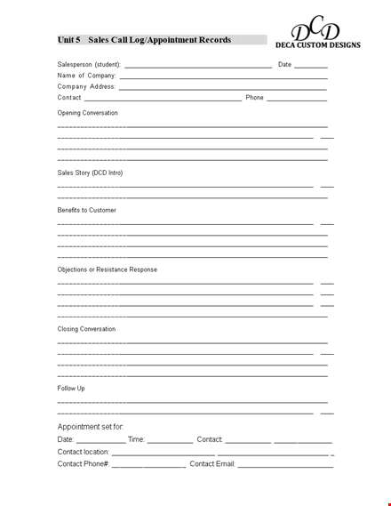 sales call log template template