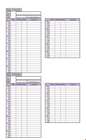 twin baby schedule template template