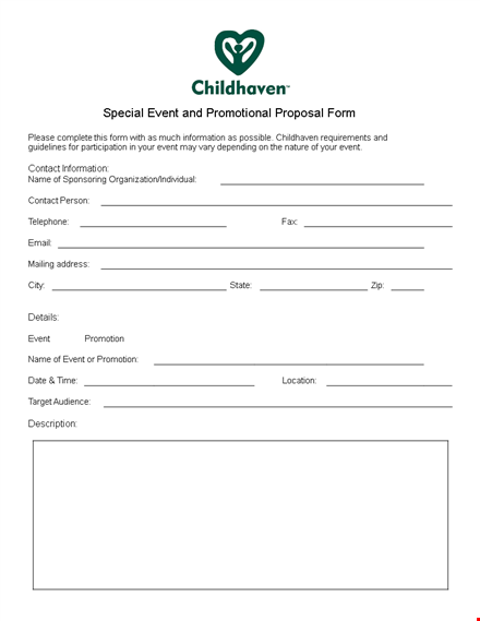 please review our event proposal template for childhaven promotion template