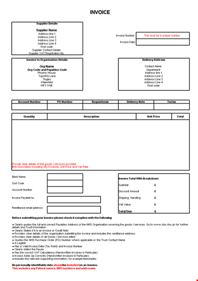 invoice template for delivery order | excel form, invoice number, address & details template