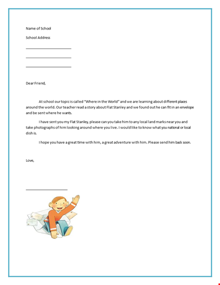 flat stanley template: create world adventures with flat stanley at school template