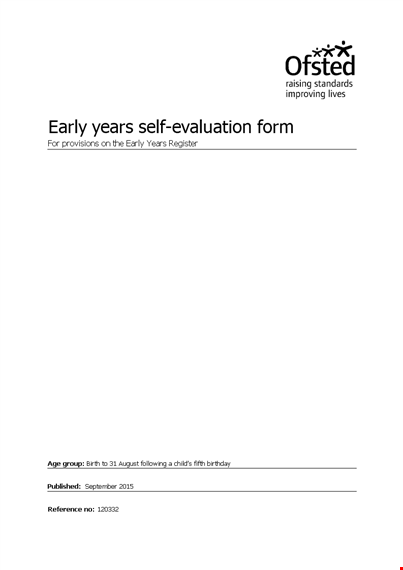 early years self evaluation form template