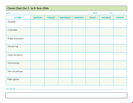 free printable chore chart template - create your own custom chore chart template