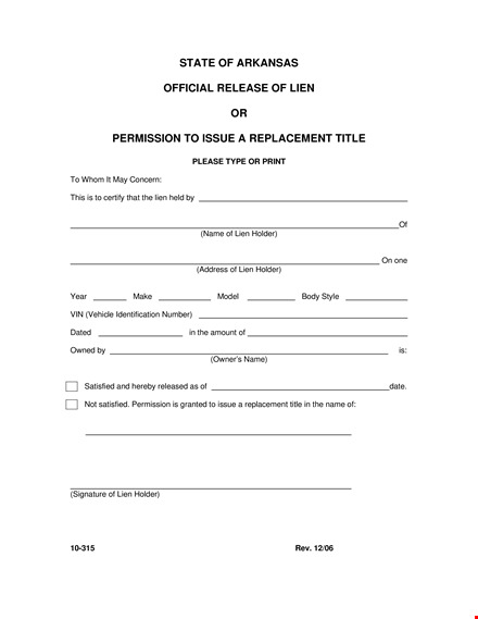 official lien release form template