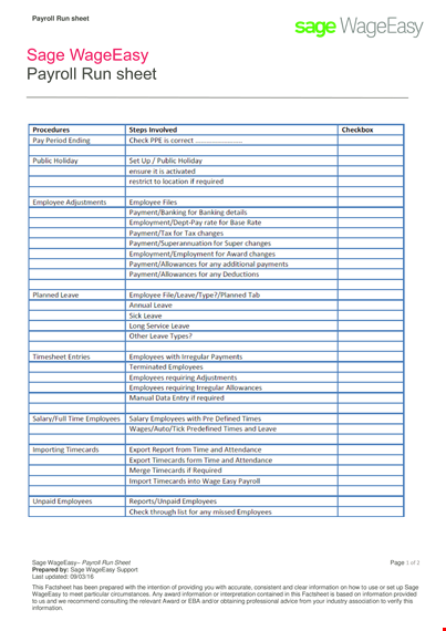 payroll run sheet template - streamline your payroll process with ease template