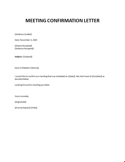 writing a meeting confirmation letter template