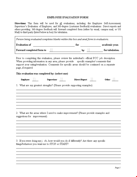 employee evaluation template template