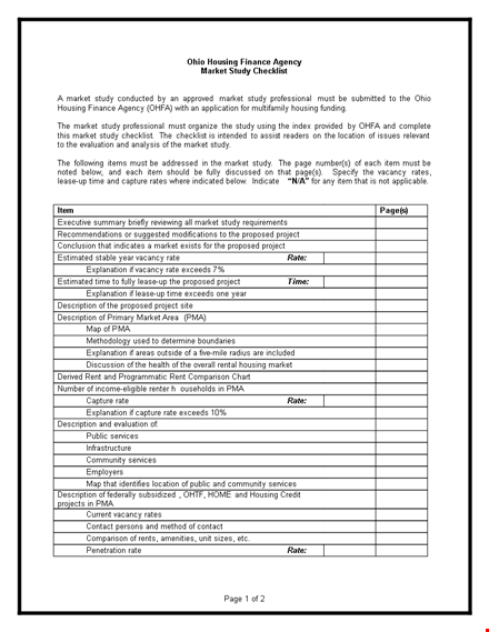 market study checklist template template