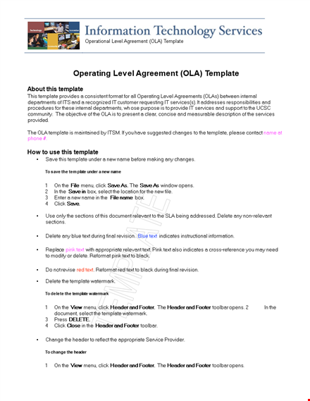 operating level agreement template