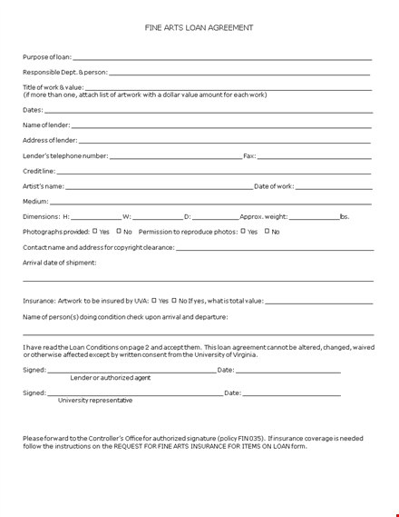 fine arts loan agreement template