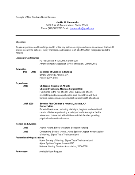 nursing resume template | free printable for university & hospital nurses template