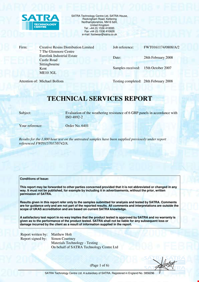 technical service template