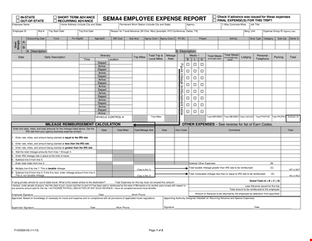 business expense report template | track employee expenses, total, state, advance, mileage template