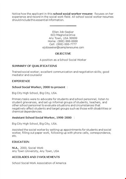 experienced school social worker resume template template