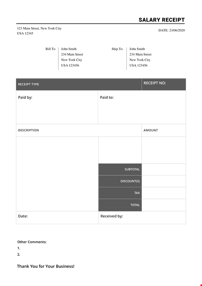 salary receipt a template