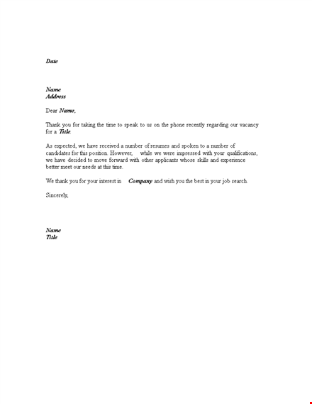 phone interview letter template