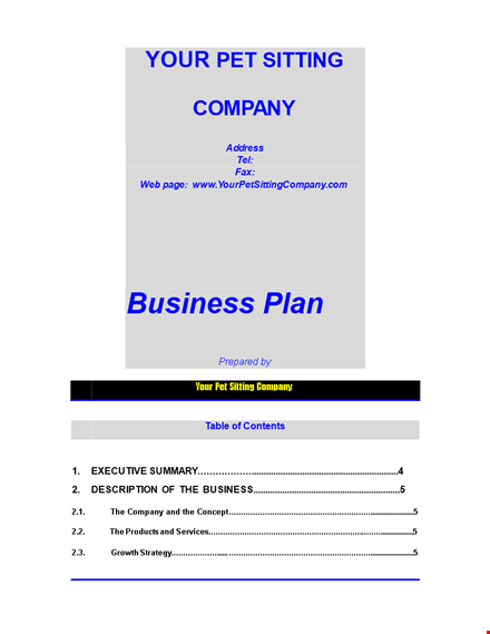 pet daycare business plan template