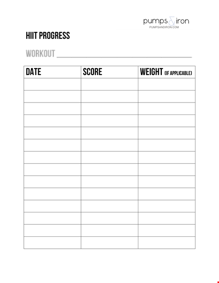 track your progress with a workout progress chart template