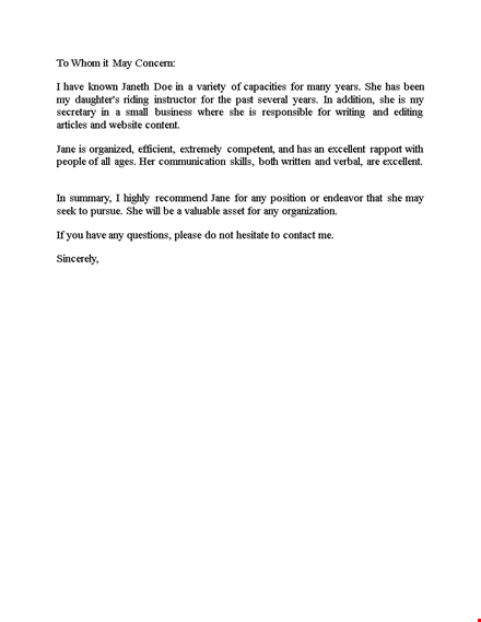 excellent recommendation letter template from manager | years of experience & concern template
