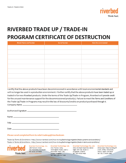 program certificate of destruction template template